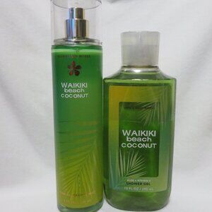 WAIKIKI BEACH COCONUT Bath & Body Works Fine Fragrance Mist & Shower Gel Bundle